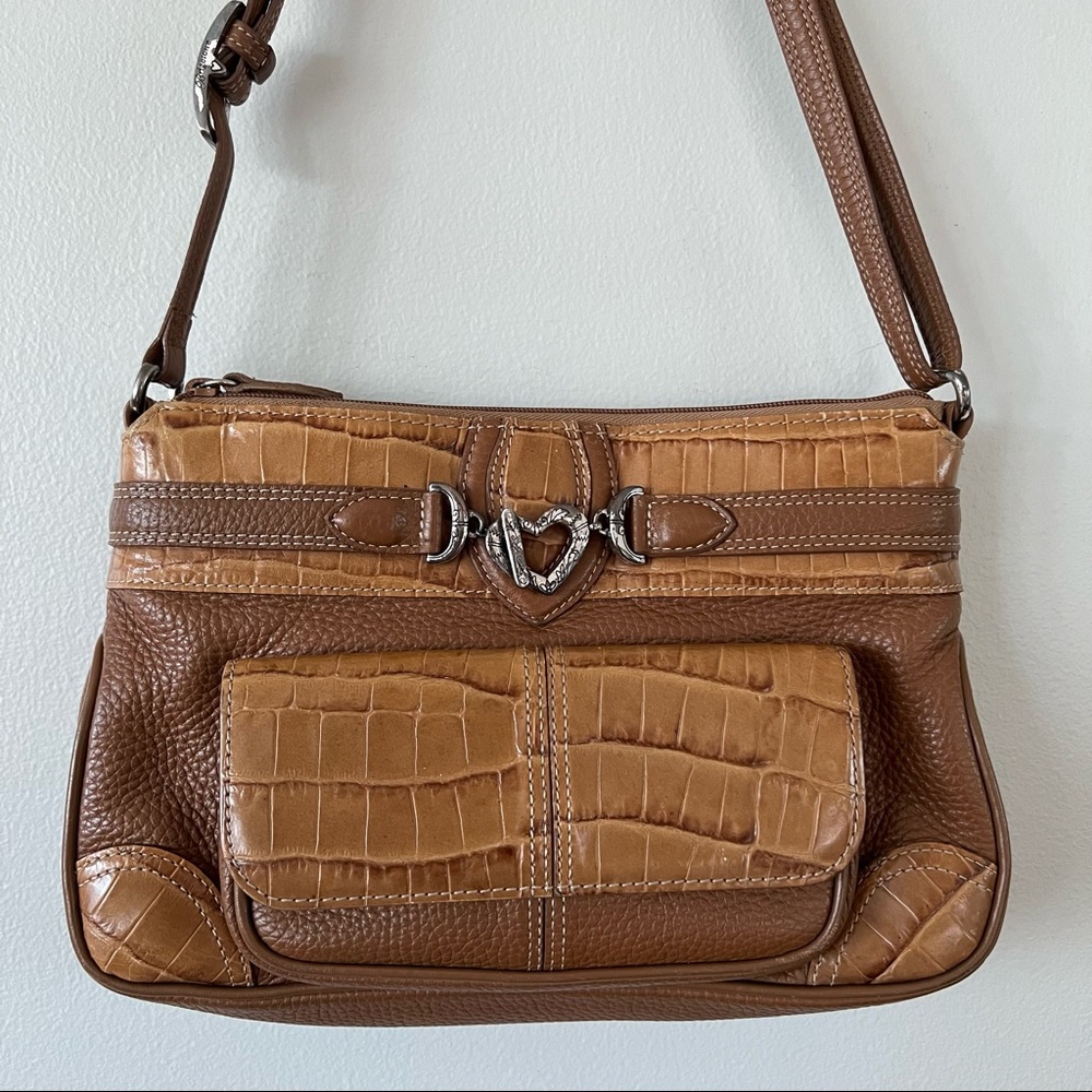 Brighton Beatrice Tan Leather Croc Bag